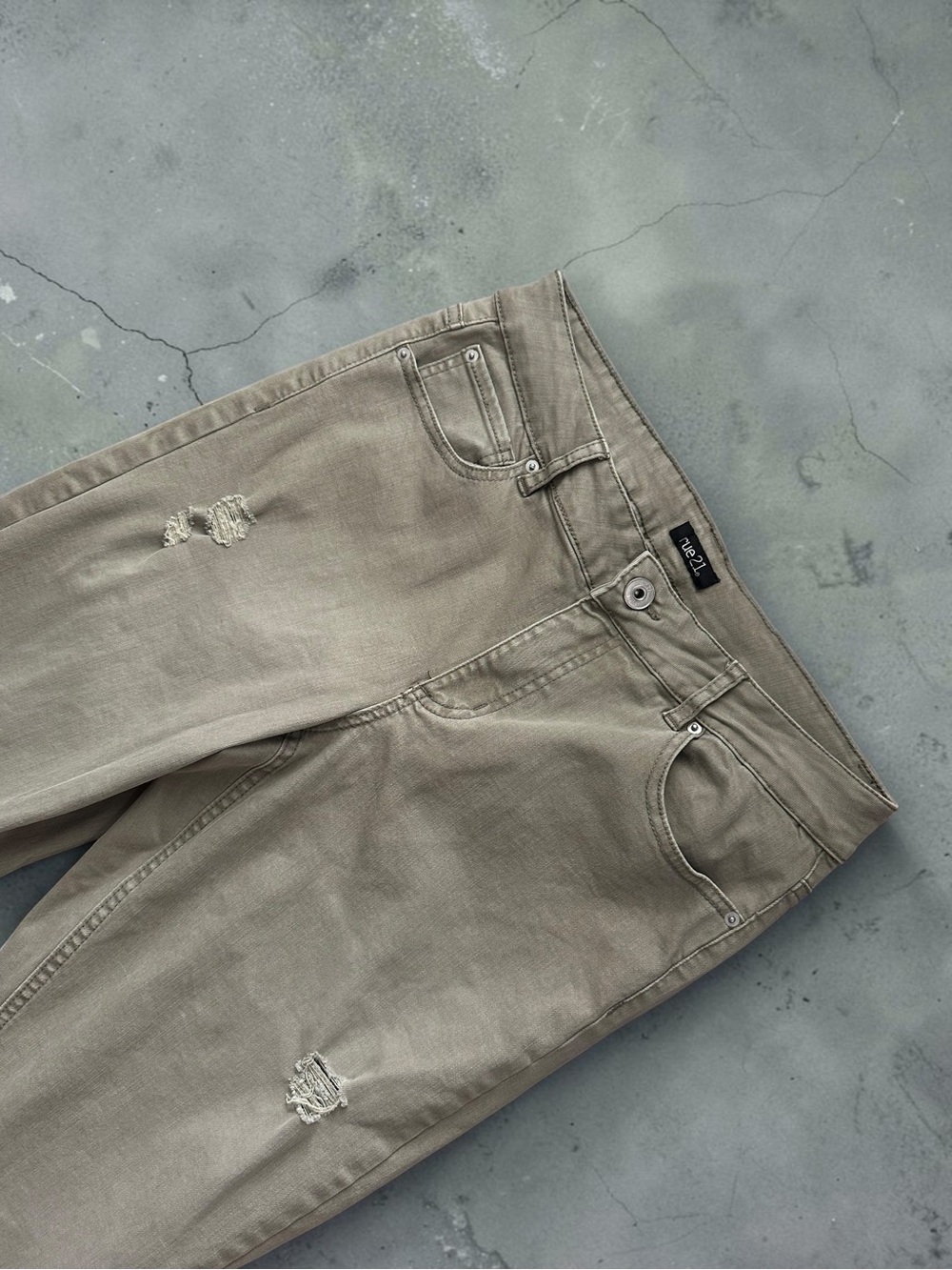Taupe Distressed Jeans